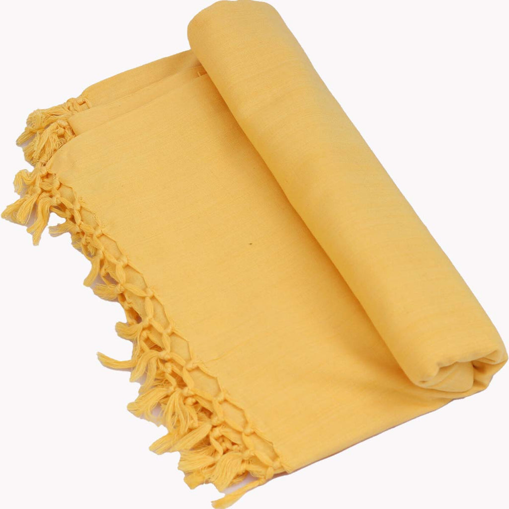 Bhagalpuri Dull Andi Chadar Plain Double Thread 54X100 inch Yellow