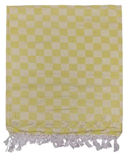 Bhagalpuri 3D cotton chadar Chekered 53 x 100 inch Yellow