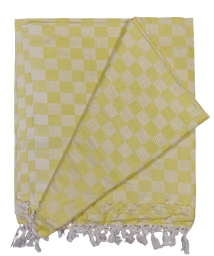 Bhagalpuri 3D cotton chadar Chekered 53 x 100 inch Yellow