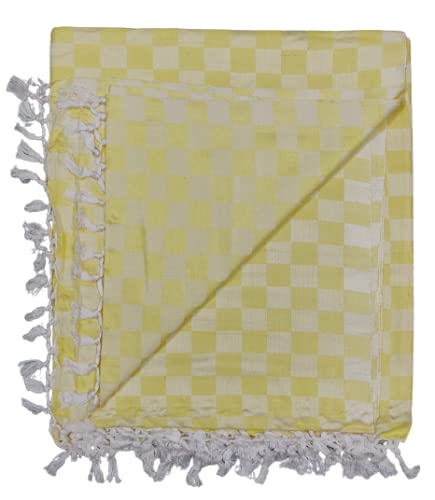 Bhagalpuri 3D cotton chadar Chekered 53 x 100 inch Yellow