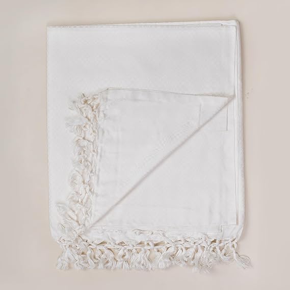 Bhagalpuri Designer Cotton Chadar 53x100 inch White