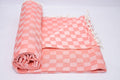 Bhagalpuri 3D cotton chadar Chekered 53 x 100 inch Pastel Orange