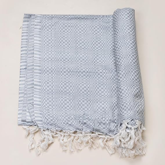 Bhagalpuri Designer Cotton Chadar 53x100 inch Grey