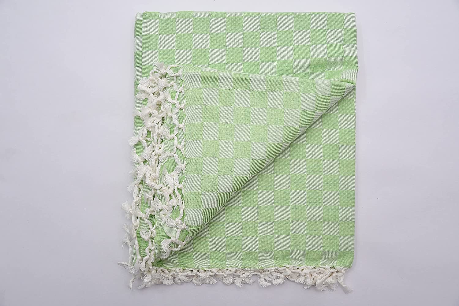 Bhagalpuri 3D cotton chadar Chekered 53 x 100 inch Parrot Green