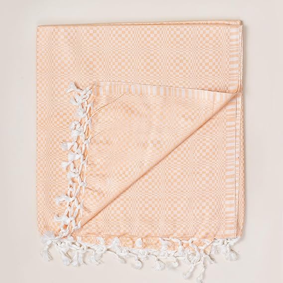 Bhagalpuri Designer Cotton Chadar 53x100 inch Light Orange