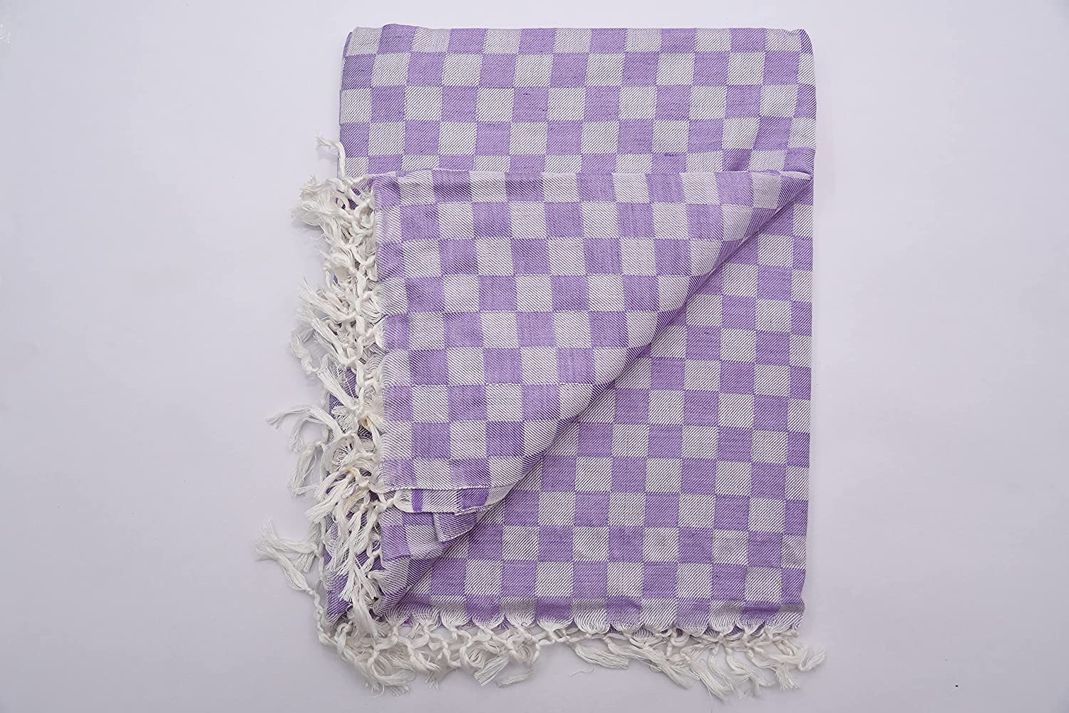 Bhagalpuri 3D cotton chadar Chekered 53 x 100 inch Purple