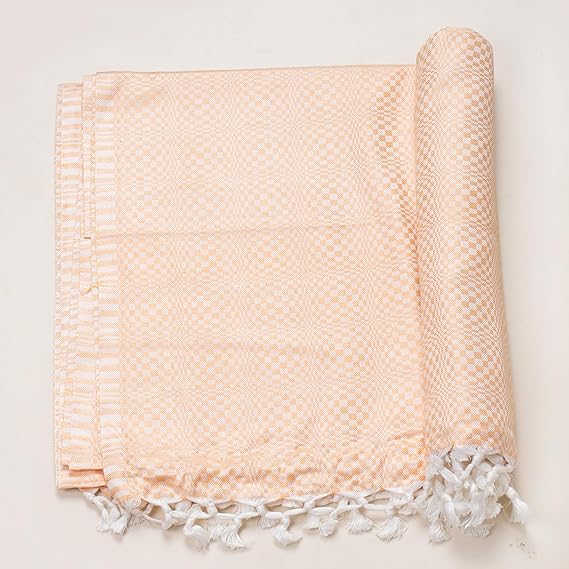 Bhagalpuri Designer Cotton Chadar 53x100 inch Light Orange