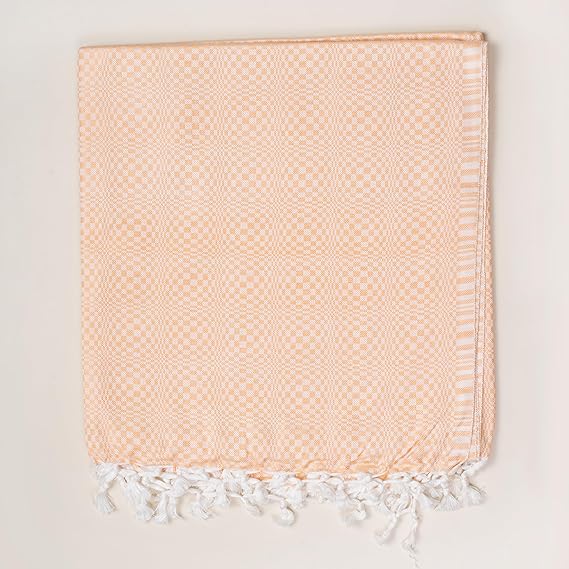 Bhagalpuri Designer Cotton Chadar 53x100 inch Light Orange