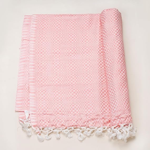 Bhagalpuri Designer Cotton Chadar 53x100 inch Pastel Orange