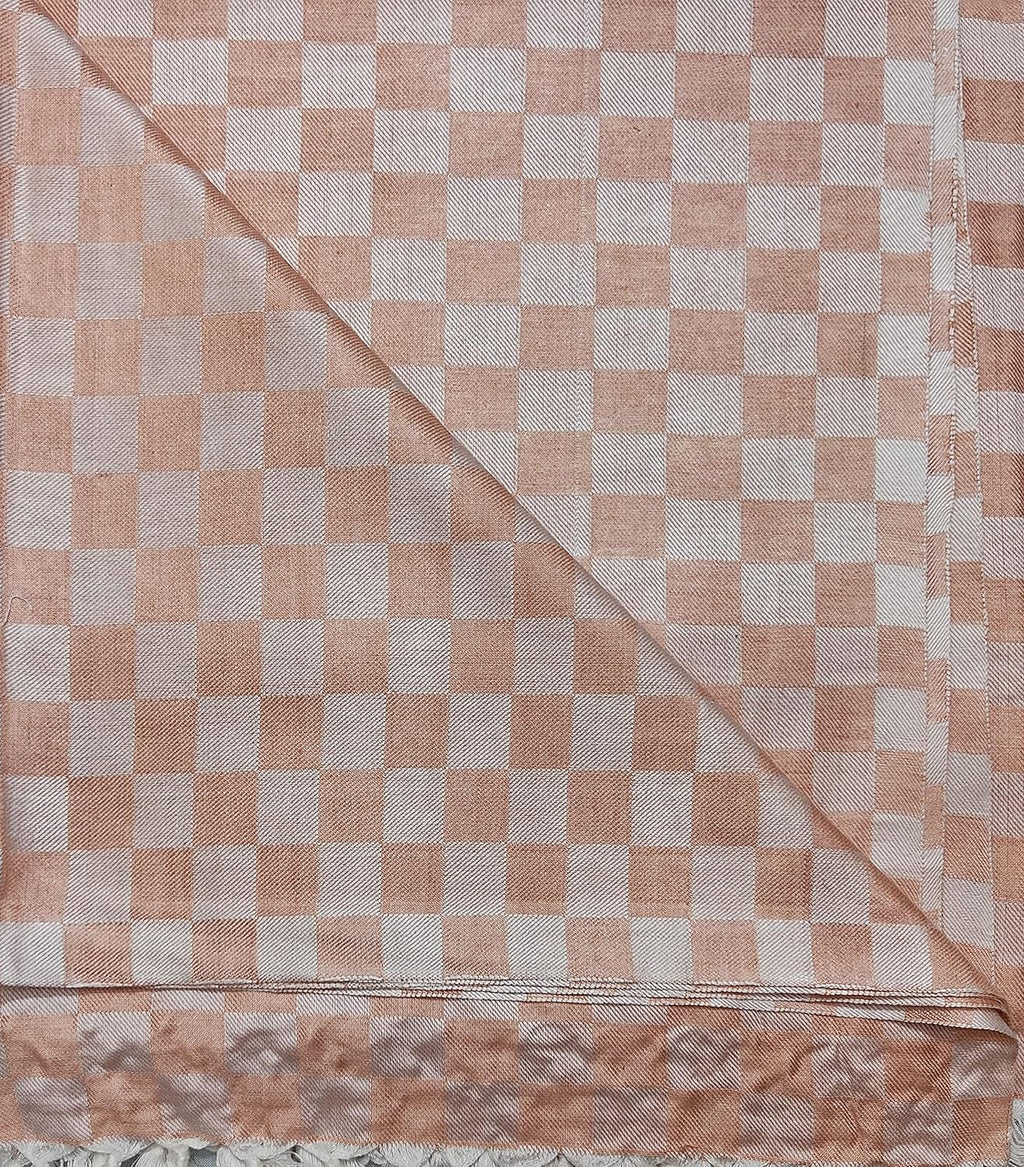 Bhagalpuri 3D cotton chadar Chekered 53 x 100 inch Peach