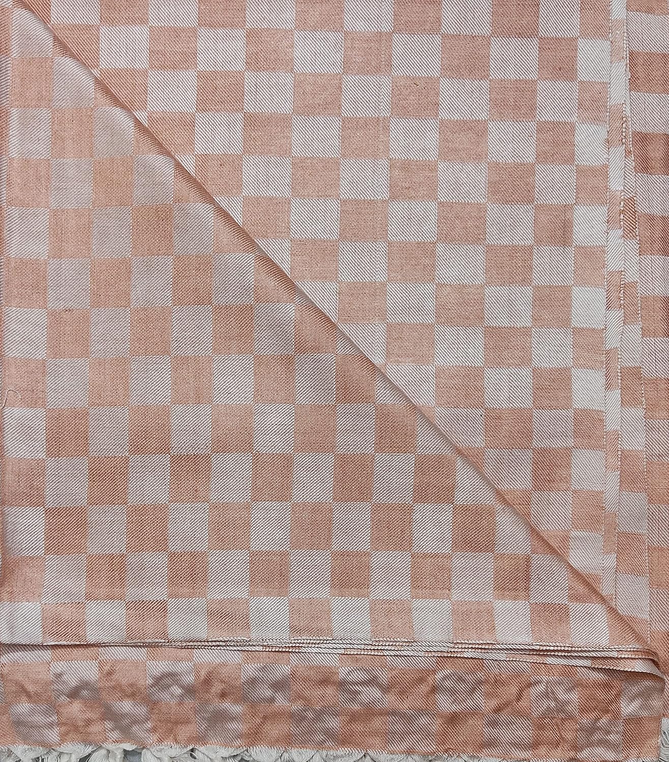 Bhagalpuri 3D cotton chadar Chekered 53 x 100 inch Peach