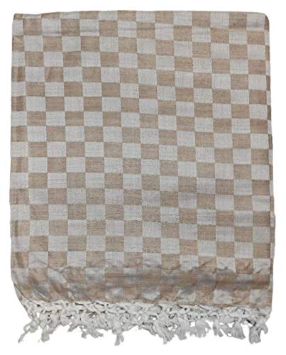 Bhagalpuri 3D cotton chadar Chekered 53 x 100 inch Beige