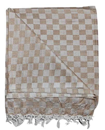 Bhagalpuri 3D cotton chadar Chekered 53 x 100 inch Beige