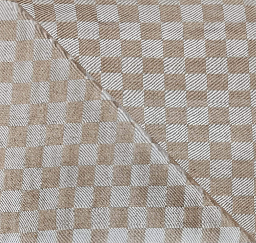 Bhagalpuri 3D cotton chadar Chekered 53 x 100 inch Beige