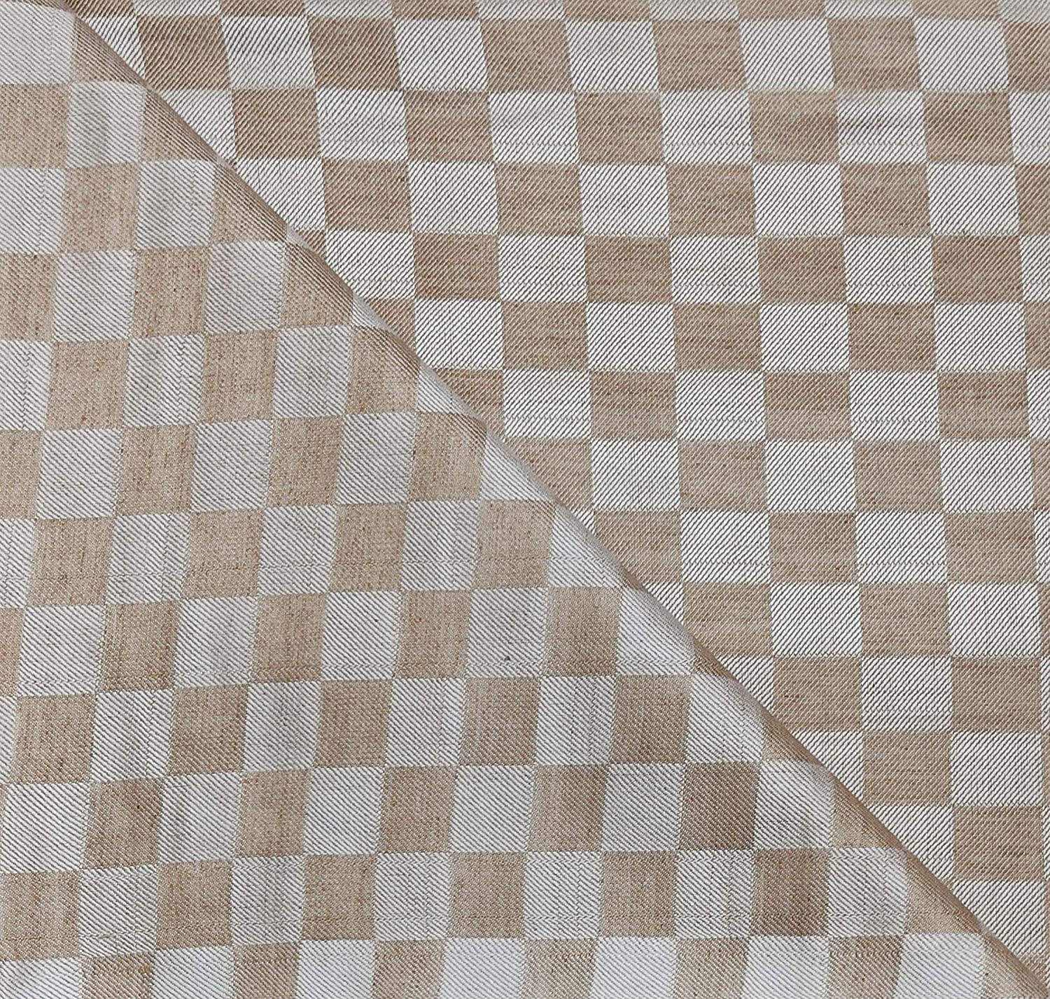 Bhagalpuri 3D cotton chadar Chekered 53 x 100 inch Beige