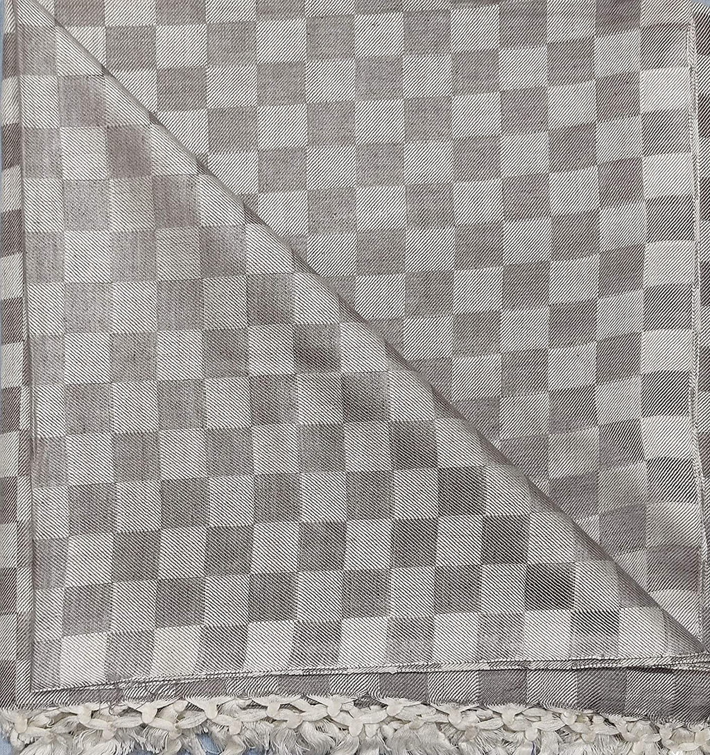 Bhagalpuri 3D cotton chadar Chekered 53 x 100 inch Grey