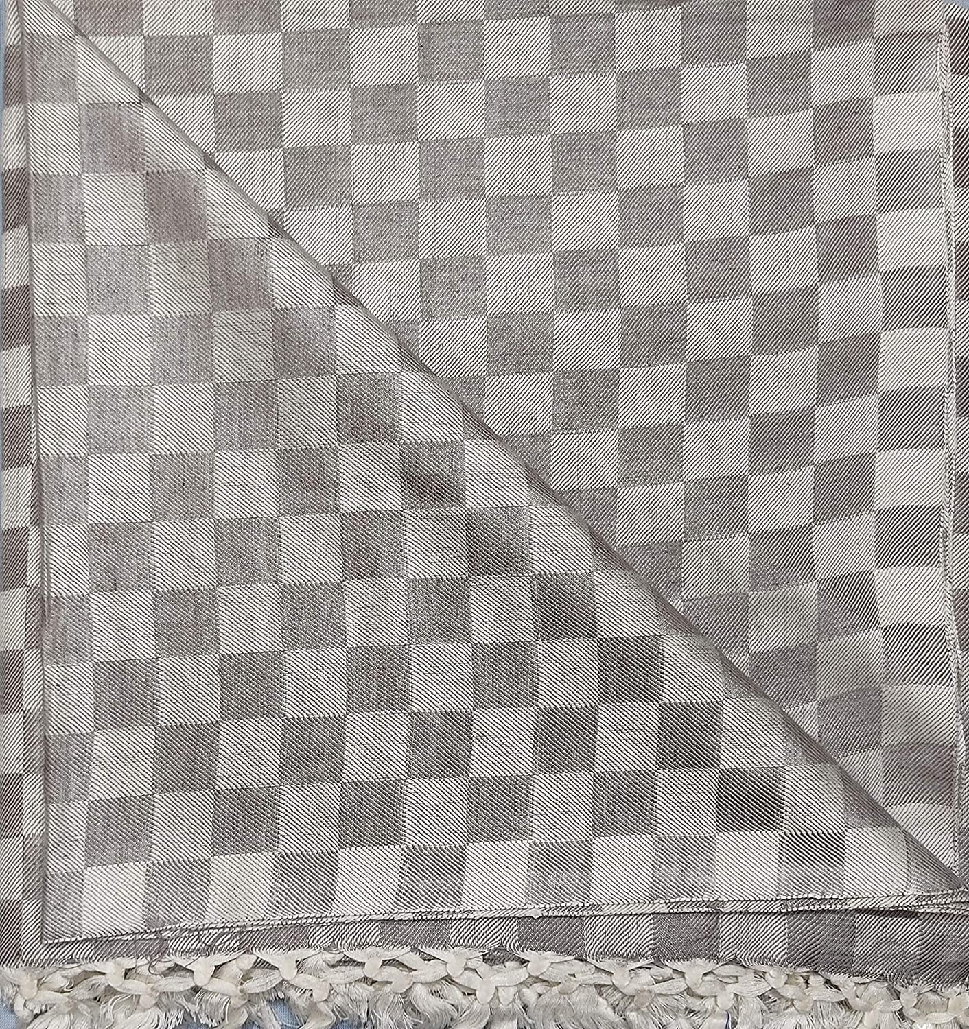 Bhagalpuri 3D cotton chadar Chekered 53 x 100 inch Grey