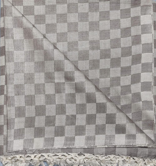 Bhagalpuri 3D cotton chadar Chekered 53 x 100 inch Grey