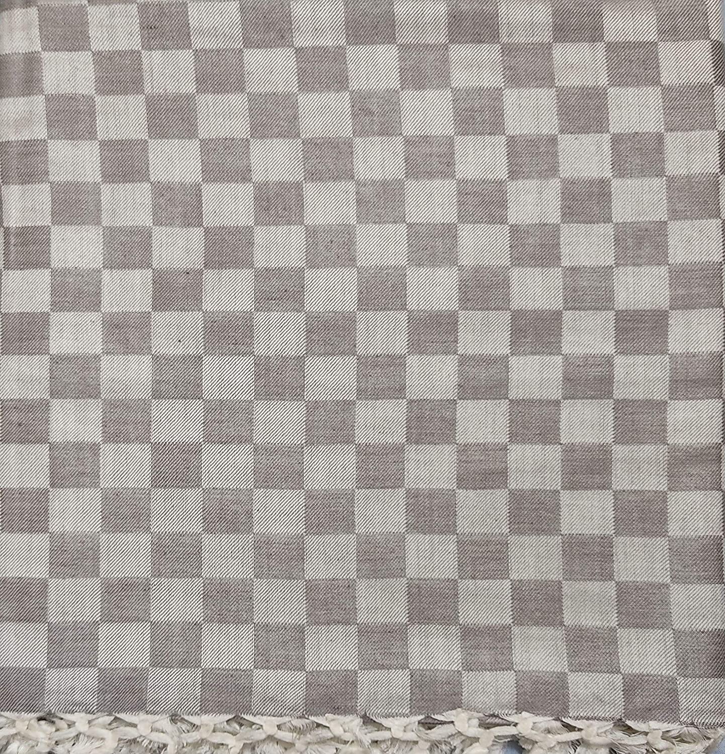 Bhagalpuri 3D cotton chadar Chekered 53 x 100 inch Grey
