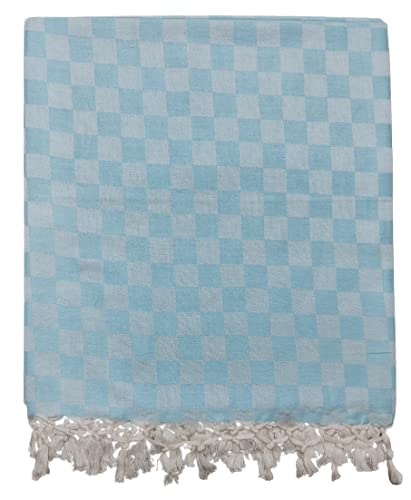 Bhagalpuri 3D cotton chadar Chekered 53 x 100 inch Turquoise