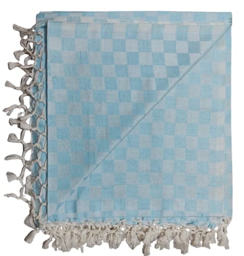 Bhagalpuri 3D cotton chadar Chekered 53 x 100 inch Turquoise