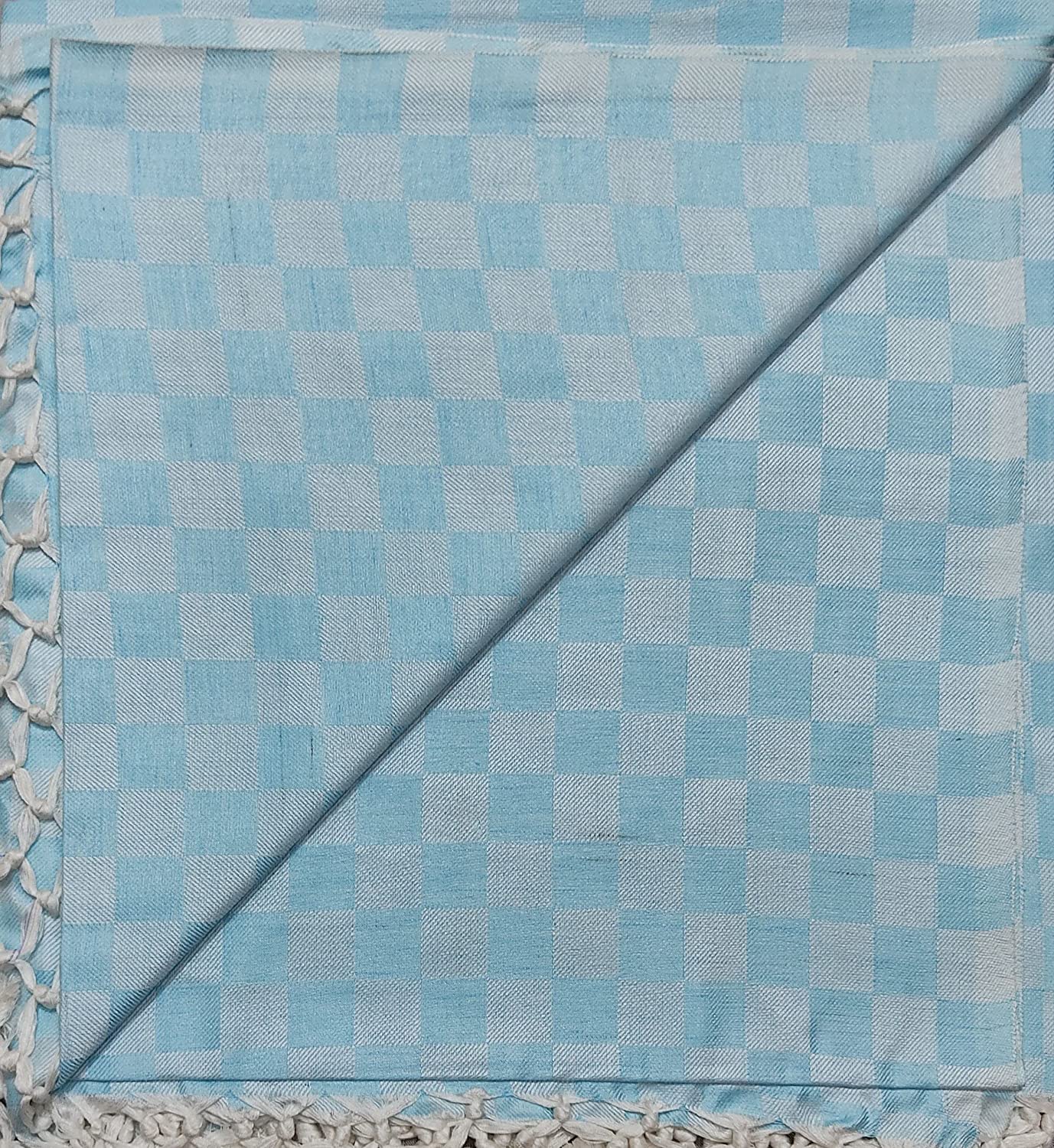 Bhagalpuri 3D cotton chadar Chekered 53 x 100 inch Turquoise