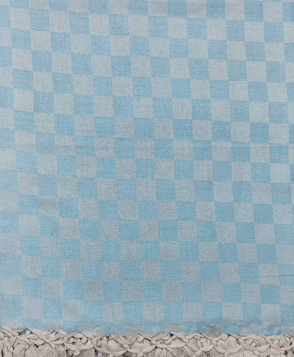 Bhagalpuri 3D cotton chadar Chekered 53 x 100 inch Turquoise