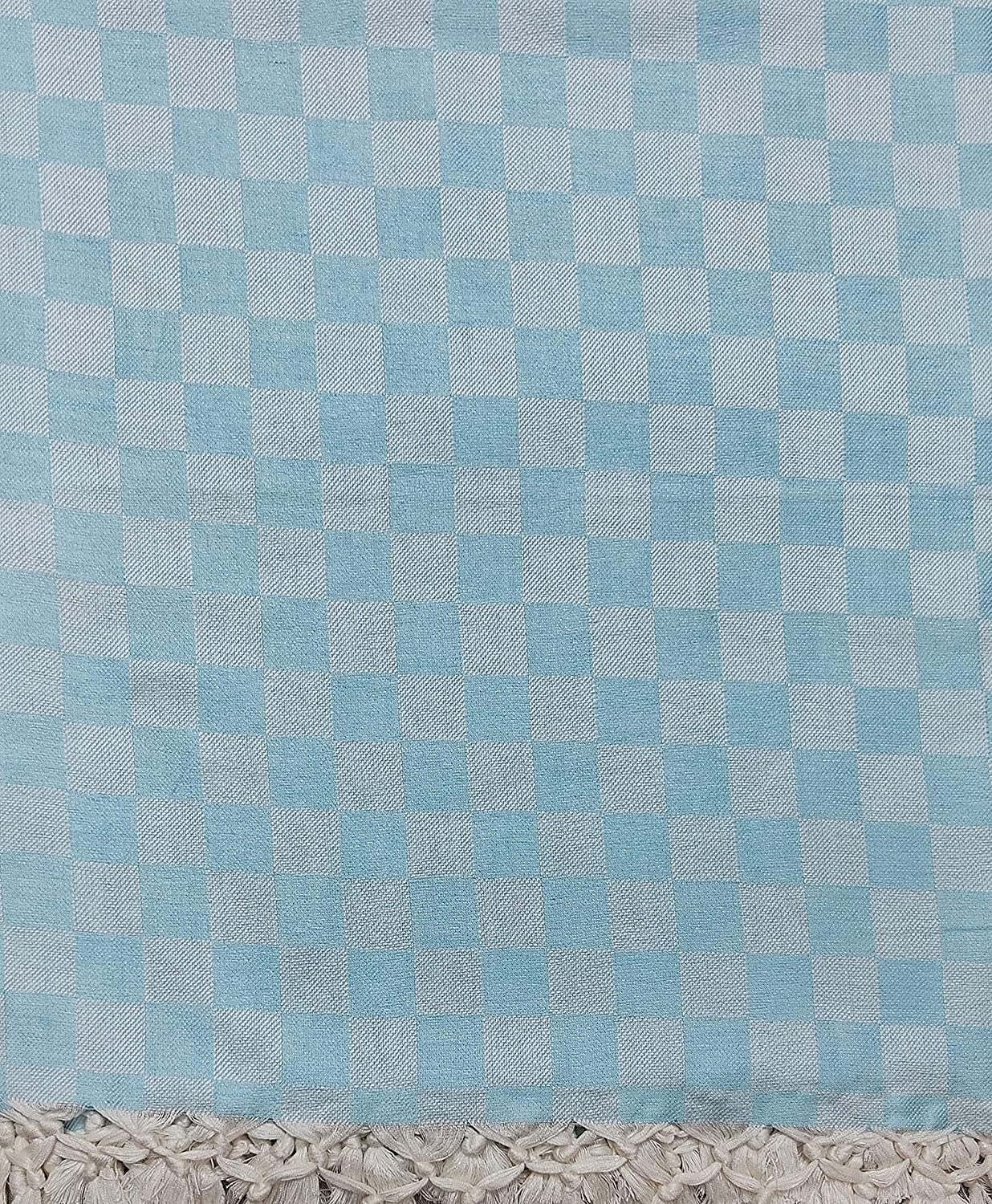 Bhagalpuri 3D cotton chadar Chekered 53 x 100 inch Turquoise